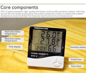<strong>Large</strong> Screen Digital Indoor Outdoor Temperature Room Thermo Thermometer and <strong>Hygrometer</strong> With Time - Product Image 6