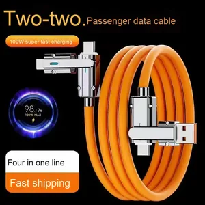 GEEK สายชาร์จเร็ว2-in-1, 4-in-1ชนิด C USB โทรศัพท์มือถือสายชาร์จพีวีซี180องศามุมขวา2เมตรสำหรับหูฟัง - Product Image 4