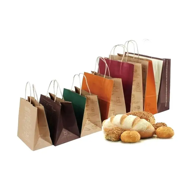 Bolo de grau alimentício, embalagem rápida, sacos de rolo frio, galinha, pão, em massa, preto, liso, saco de mão em papel com alças