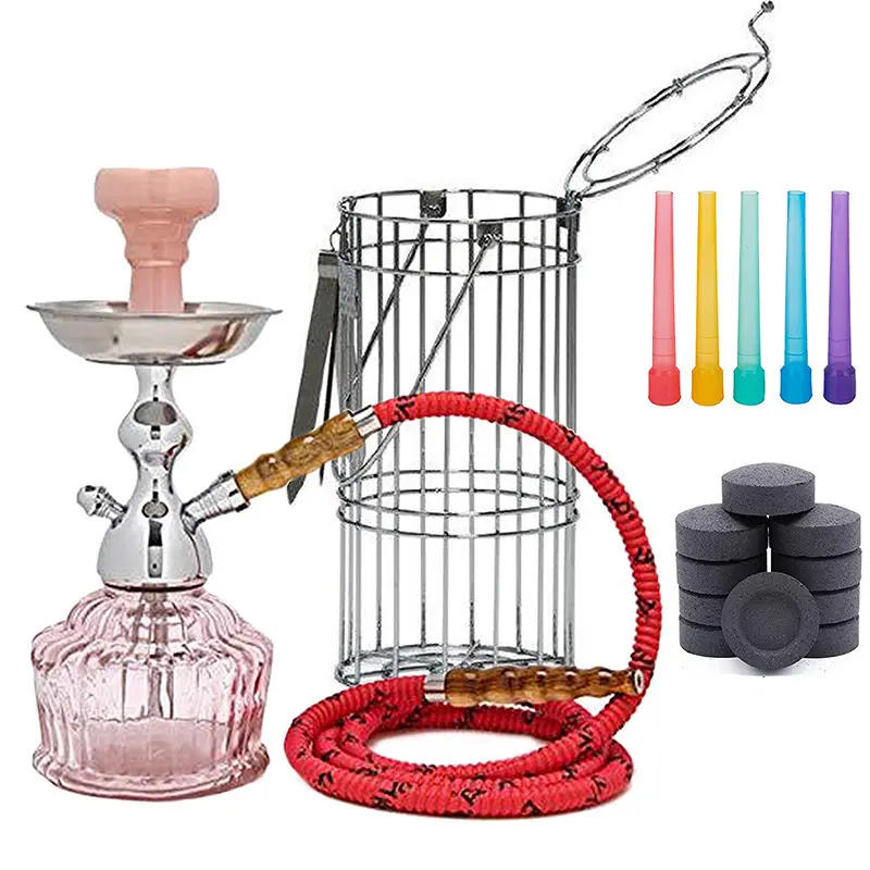 Commercio all'ingrosso della fabbrica Shisha di vetro singolo tubo narghilè con gabbia di ferro di alta qualità unico Gabbia per uccelli accessori per narghilè