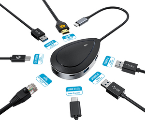 直接制造商独特设计的水滴USB C集线器7合1适配器C型集线器 - Product Image 1