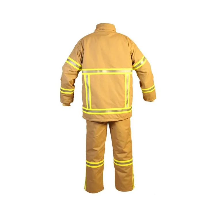 Combinaison de pompiers de sauvetage jaune sui ignifuge à 4 couches pour pompier