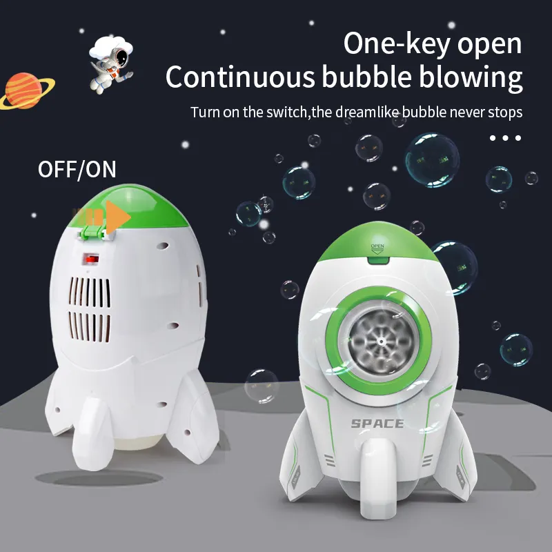 Automatic Full-auto Atmosphere Building Bubble Blower Machine Rocket Bubble Launcher With Light & Music For Kids