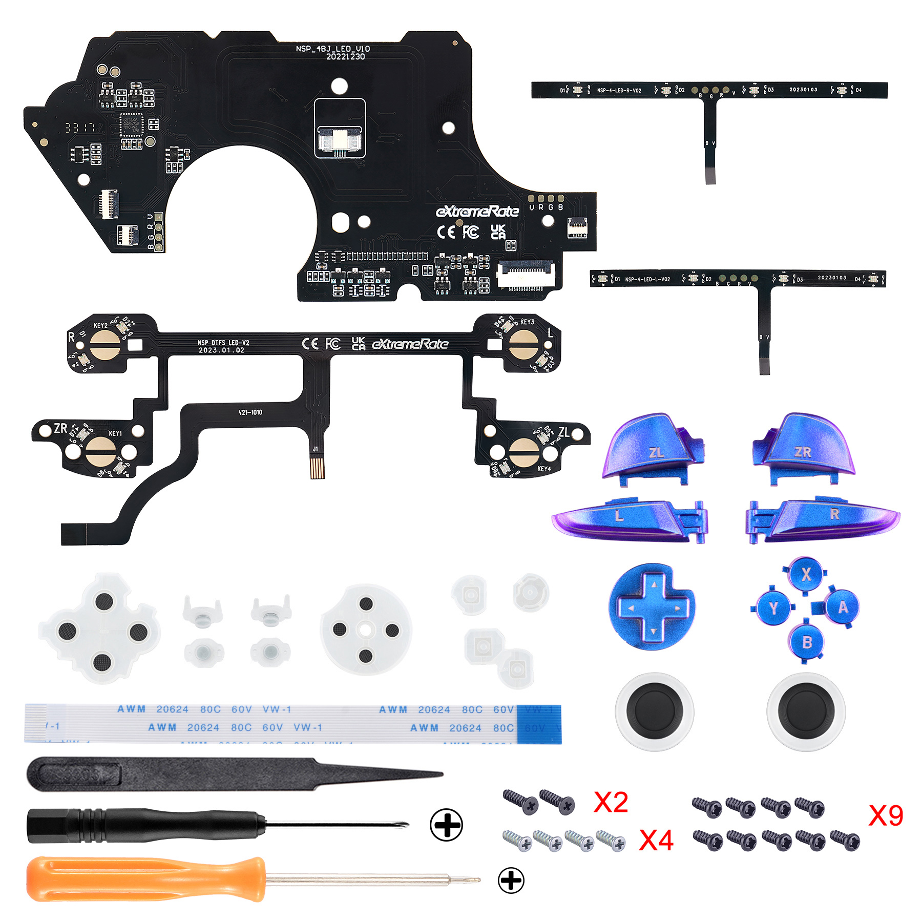 LED Kit With Chameleon Blue Purple Button NSLED020