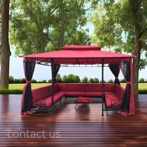 Özel toptan çift çatılar kırmızı 10x13 ft gizlilik perdeleri ve netleştirme ile koltuk takımı veranda çardak tentesi - Product Image 5