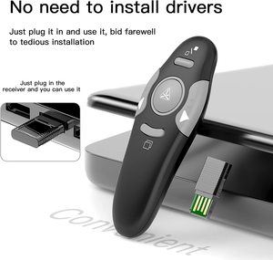 Presentazione Clicker Wireless Presenter telecomando USB Powerpoint PPT Clicker, puntatore Laser RF 2.4GHz presentatore remoto - Product Image 3
