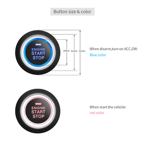 EASYGUARDプッシュスタートストップボタンの交換用ec002シリーズP2スタイル、青、赤ライトプッシュボタンスタート - Product Image 3