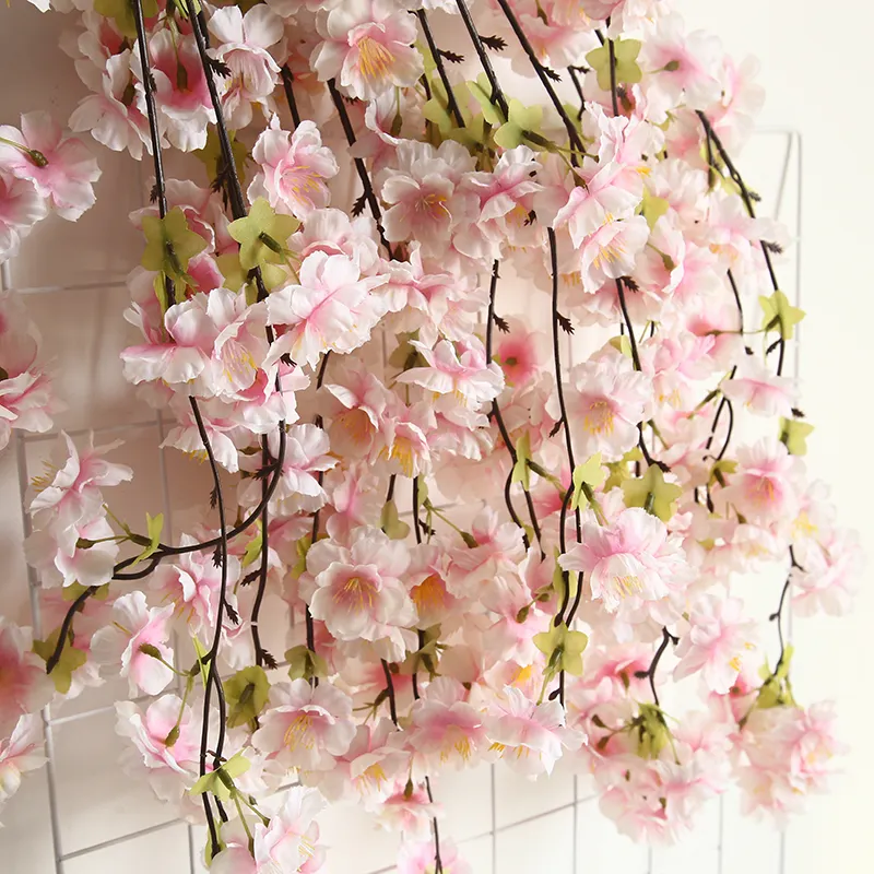 De alta qualidade home do partido decoração do casamento branco sakura flor de cerejeira artificial para venda
