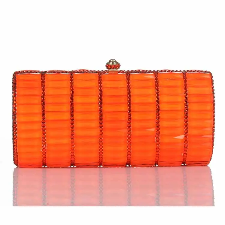 Oranje Kleur Dames Kristal Portemonnee Strass Zak Diamanten Portemonnees Kristal Vrouwen Clutch Luxe Crystal Clutch Purse