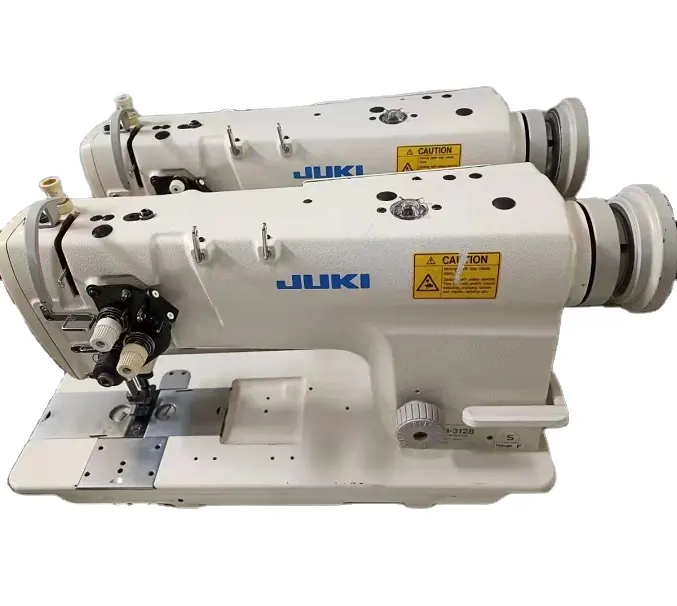 Second hand double needle lockstitch sewing machine jukis 3128 with direct drive double needle straight sewing machine