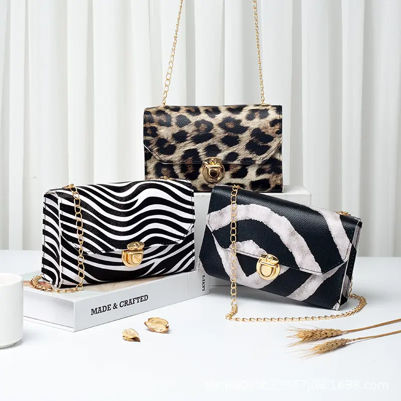 Nieuwe Stijl Mini Tas Dame Ketting Schoudertas Luipaard Slangenprint Zebra Print Kleine Vierkante Tas