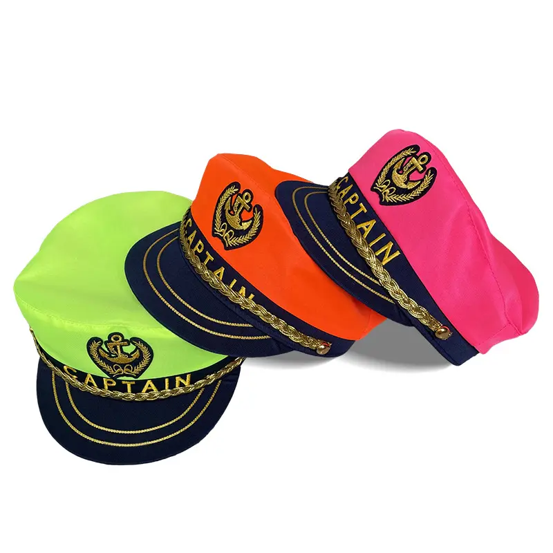 2024 New Fashion Custom Halloween Embroidery Adult Cosplay Party Costume Sailor Yacht Caps Women Captain Cap Hats