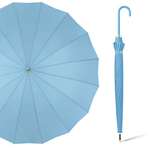 Promotional <strong>Pure</strong> <strong>Color</strong> 23inch 16 Ribs Auto Open <strong>Umbrella</strong> With PU Curved Handle <strong>Umbrella</strong> Windproof Custom Print <strong>Umbrella</strong> - Product Image 1
