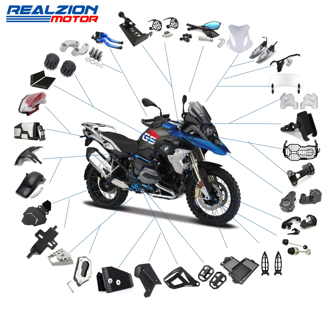 Realzion-piezas de procesamiento exquisitas CNC para motocicleta, accesorios, para BMW S1000R, S1000RR, GS310, K1600GT, R1200GS, R1250