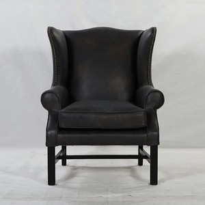 Retro Design Vintage Echt Lederen Hoge Vleugelrug Houten Frame Stoel <span class=keywords><strong>Distressed</strong></span> Lederen Fauteuil - Product Image 3