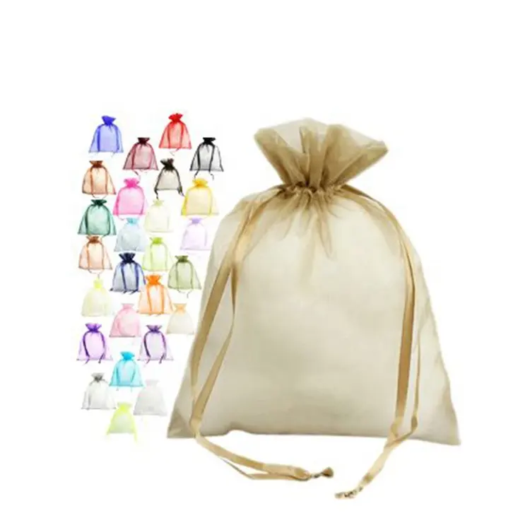 Bolsa huahao, recuerdo de fiesta de boda, regalo, dulces, embalaje de joyería, bolsa de Organza con cordón