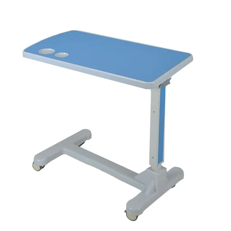 Mesa de comedor plegable de plástico ABS, mesa blanca ajustable para uso médico y hospital