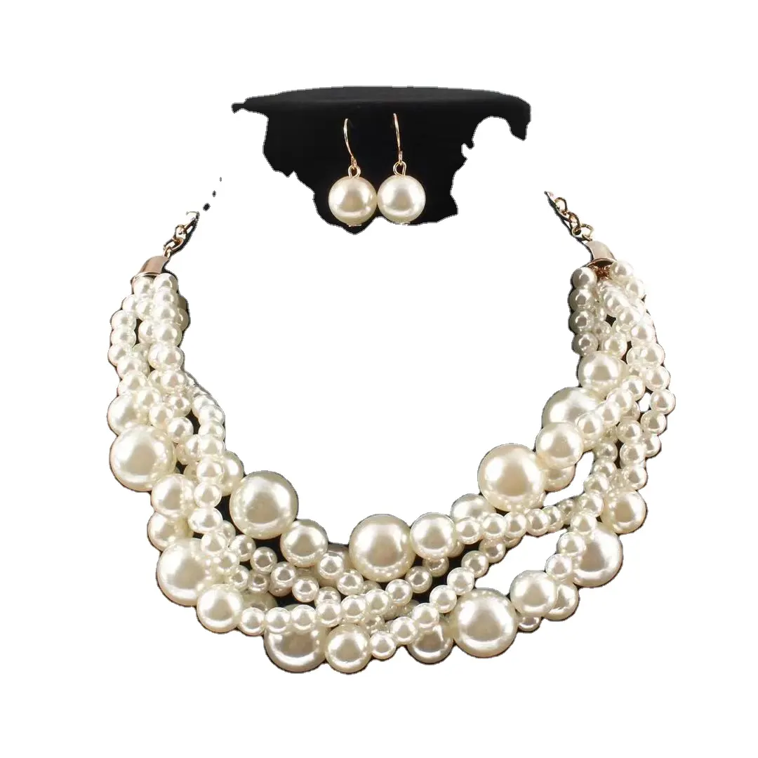 Collana di perle orecchino Set di gioielli disponibili in diverse perle di colore accessori per donna