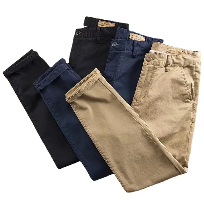 100% Algodão Mens Chino Fabricante Mens Khaki Chino Calças Mens Slim Chino