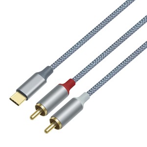 HIFI USB C/Type-C macho a 2 macho RCA Y Splitter Audio Stereo Cable para teléfono móvil a amplificador de altavoz - Product Image 1