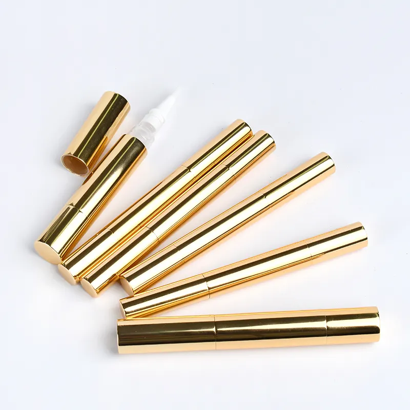 Caneta de óleo para cutícula 2ml/4ml/5ml, tubo vazio de alumínio dourado para crescimento de unhas, líquido, brilho labial