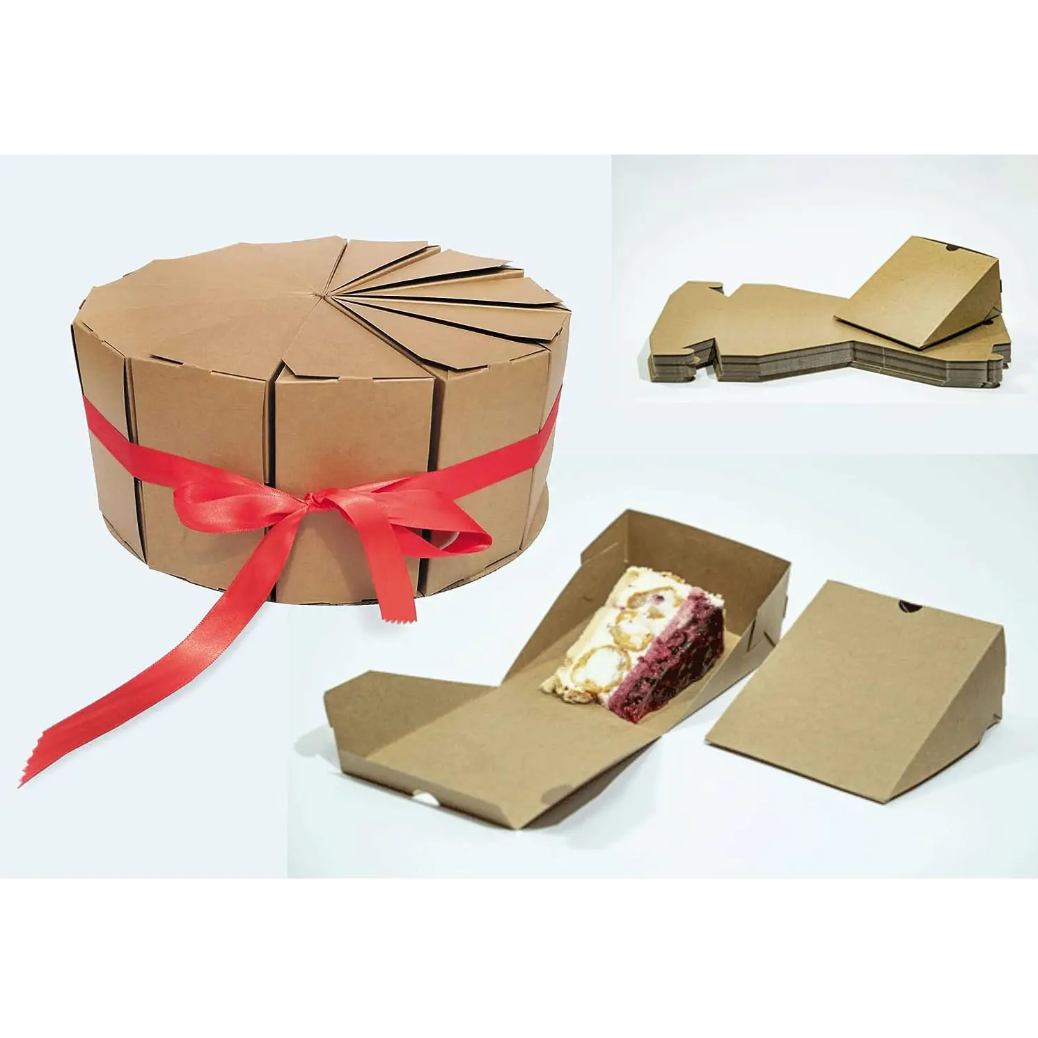 新しいスタイルの12個の三角形のクラフト紙ケーキボックス甘いキャンディー包装紙ギフトボックス