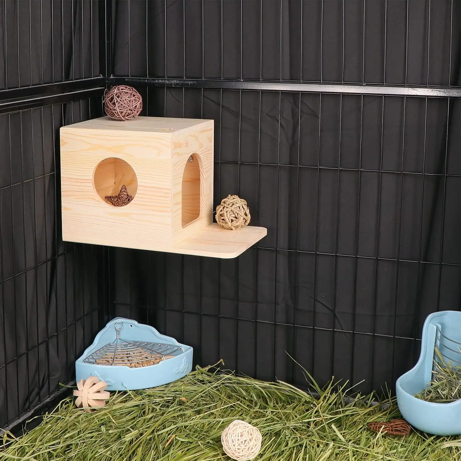Aksesori Hamster rumah rumah hewan pengerat Marmot kayu rumah Hamster mainan alami