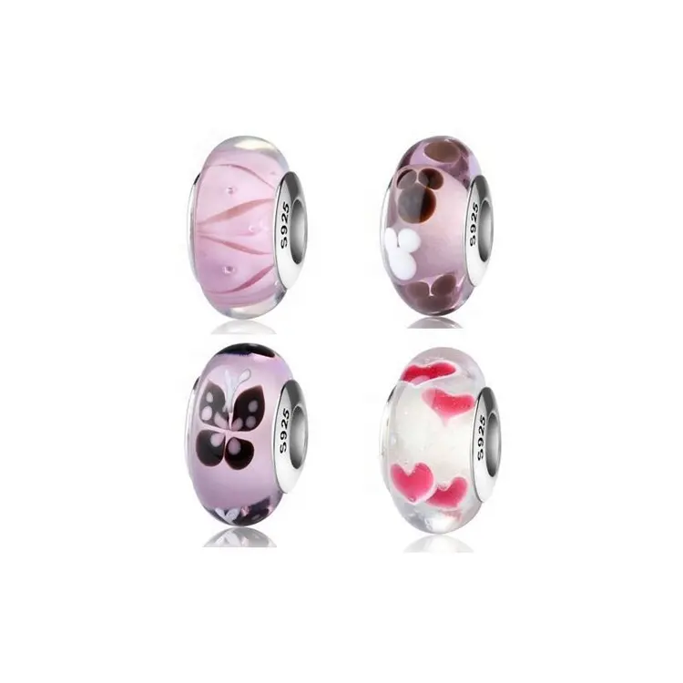 Wholesale 925 silver customized murano glass charms beads for bracelet making