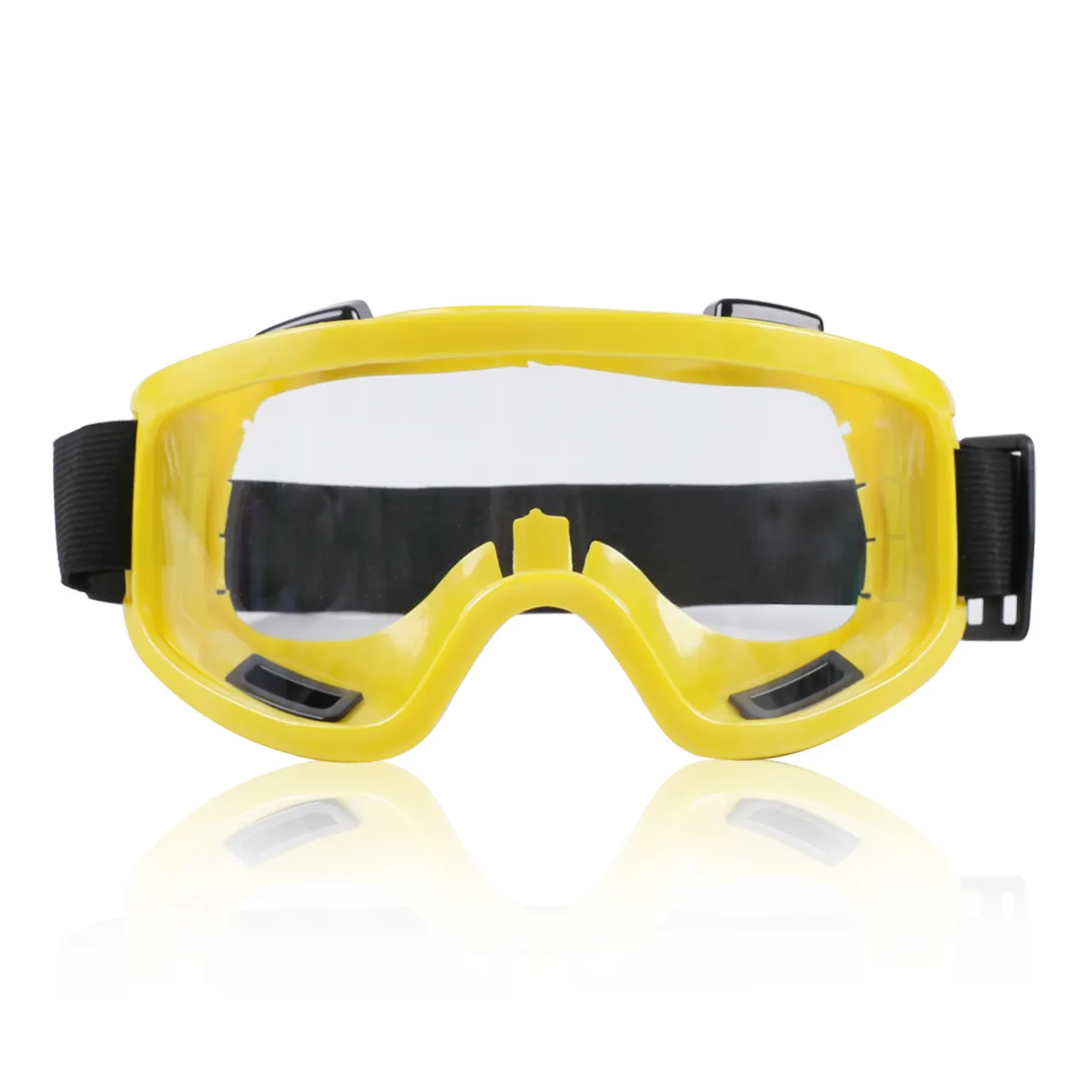 Óculos de sol personalizado, novos óculos de sol personalizados de plástico amarelo de alta qualidade com faixa elástica