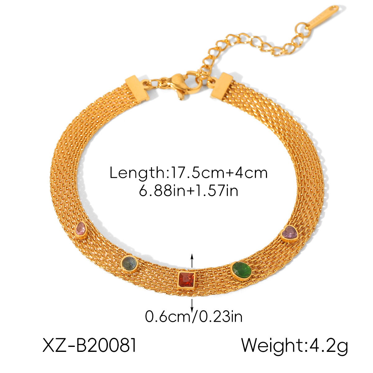 Layered Mesh Bracelet with Gem Accents