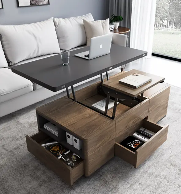 Op sell-Mesa de té creativa multifuncional para el hogar, mesa de comedor plegable de doble uso con 4 taburetes, mesa de centro
