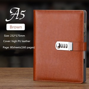 Cuaderno de negocios A5 personalizado con cubierta de cuero, diario de estudiante universitario simple, Bloc de notas de oficina de hojas sueltas, logotipo de bloqueo de contraseña - Product Image 6