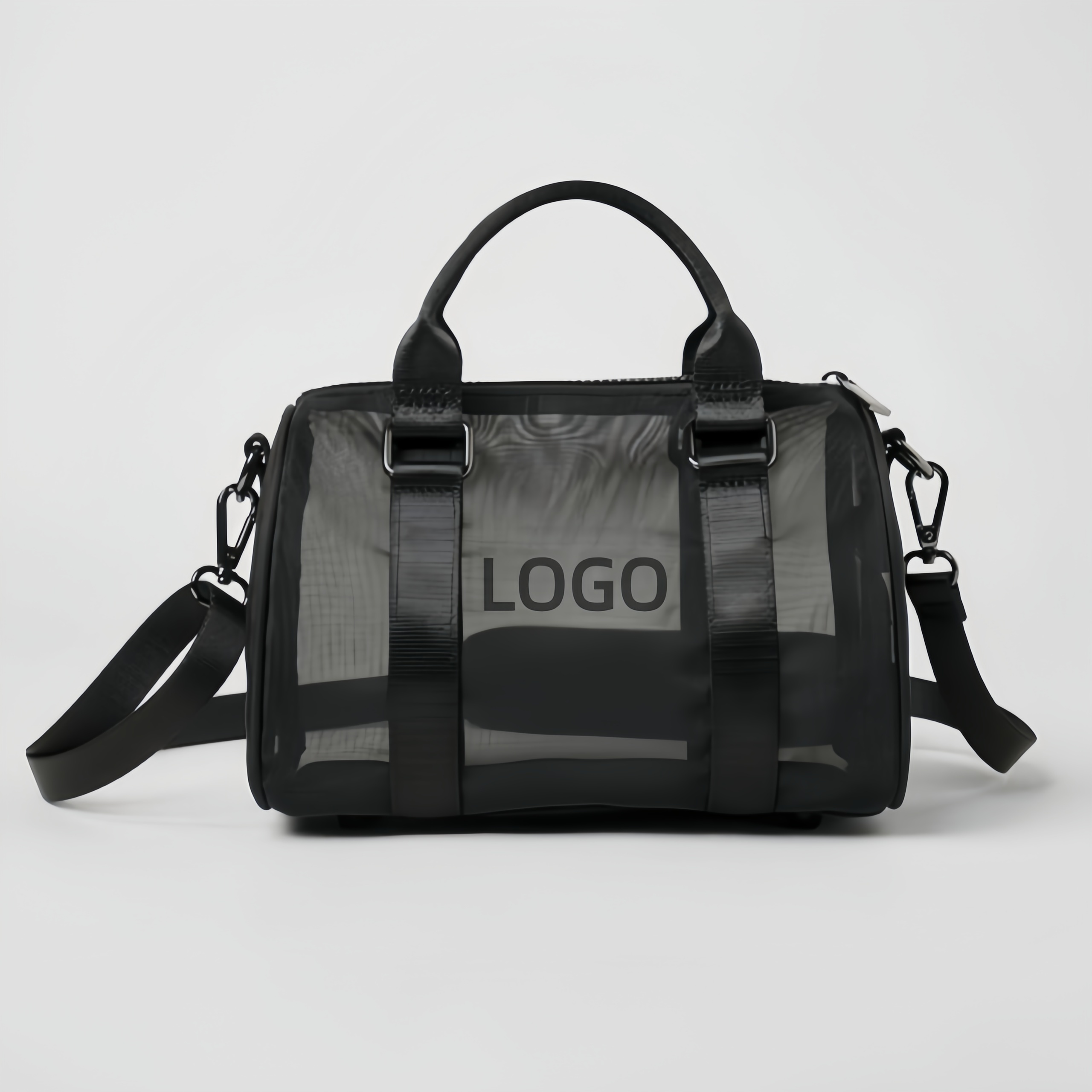 Mini borsa nera con logo nero