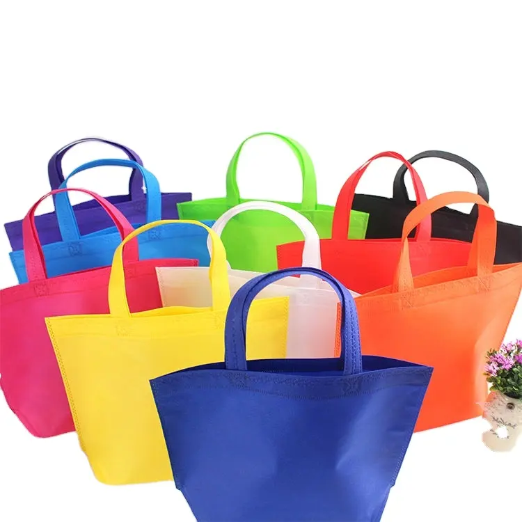 Оптовая продажа Многоразовые дешевые сумки-тоут с индивидуальным принтом, перерабатываемая сумка для покупок с логотипом, экологически чистые тканевые продуктовые нетканые сумки
