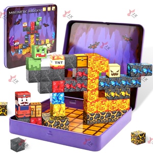 2025 Trending 49 Stuks Plastic Magnetische Kubussen Steel Leren Reis Speelgoed Set Draagbare Blikken Doos Mini Magnetische Bouwstenen Voor Kinderen - Product Image 1