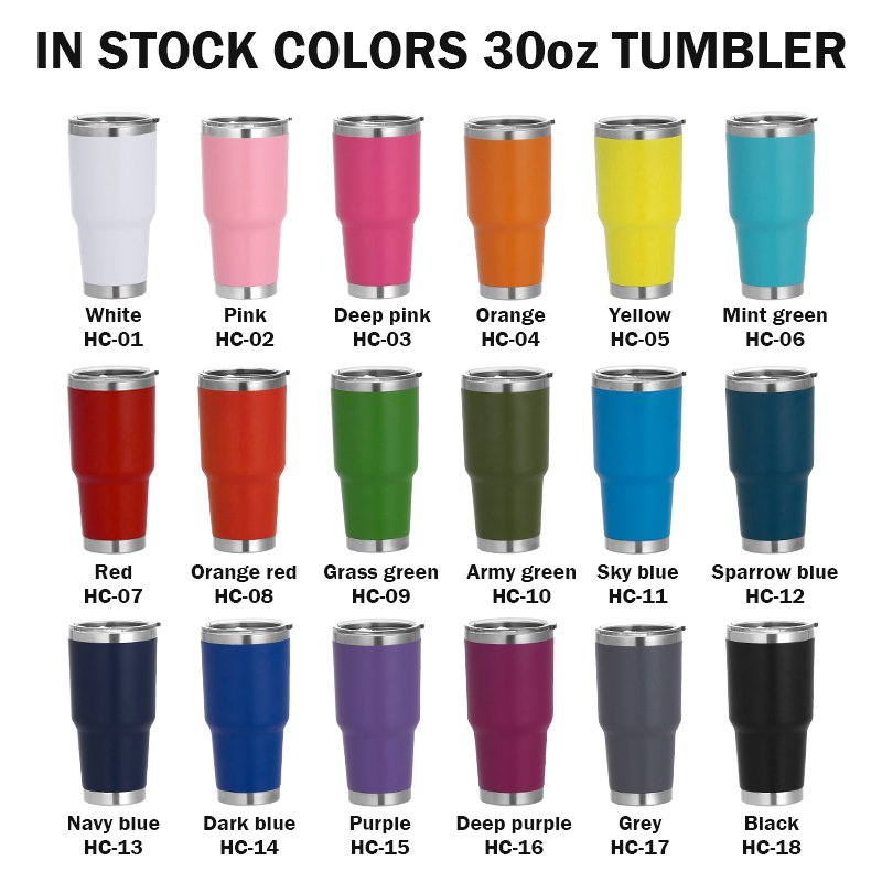 30oz dans les couleurs en stock