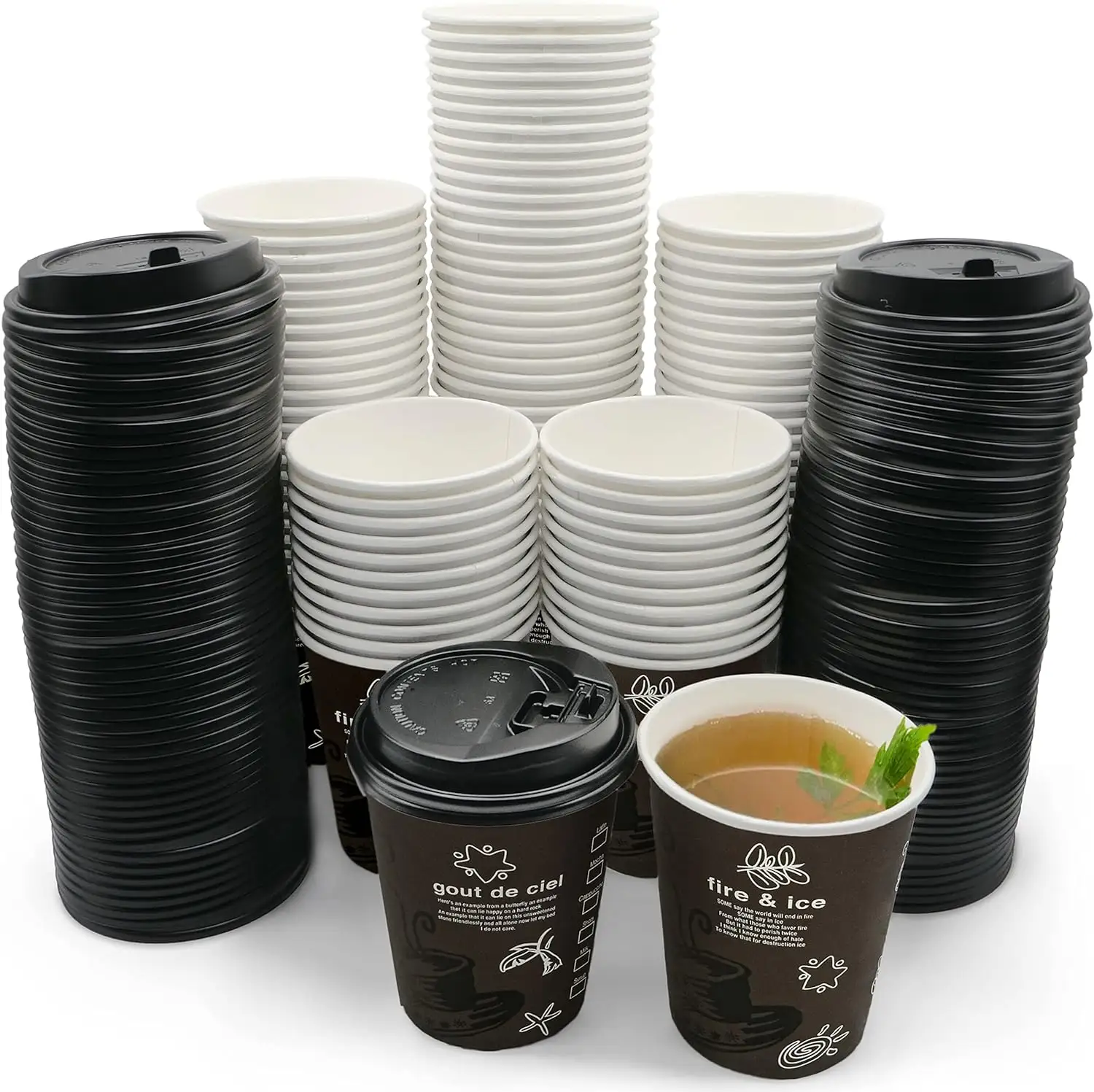 כוס נייר קפה חד פעמי עם מכסה 50ML 7oz 8oz הדפסת כוסות נייר קאפקייקס לשתייה חמה