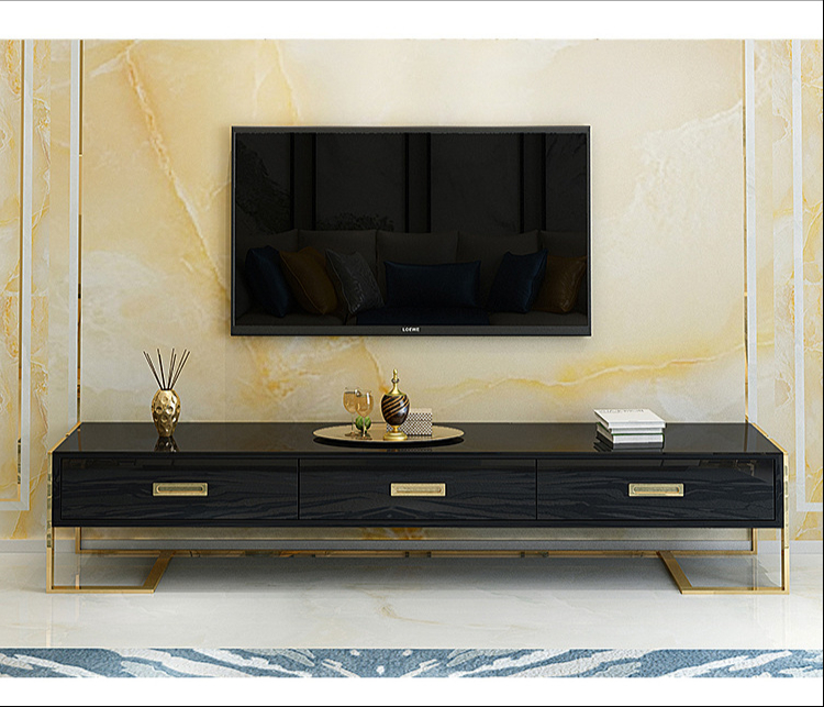 Post-modern light luxury tempered glass tea table TV cabinet combination small family TV cabinet combination