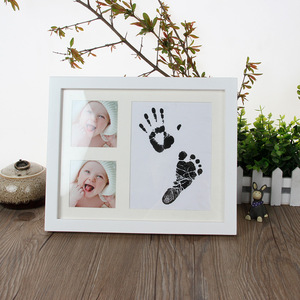 High Quality Hot Child Gifts 8x10 White Baby Handprint and Footprint Impression Casting <strong>Deep</strong> Shadow <strong>Box</strong> <strong>Display</strong> Picture <strong>Frame</strong> - Product Image 4