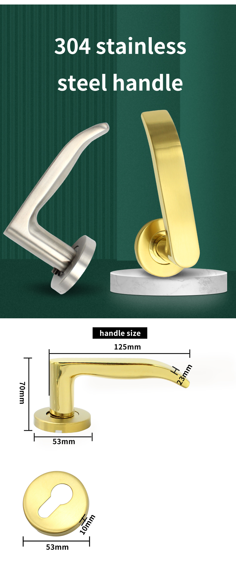 Stainless steel 304 Internal door handle set lever on rose Satin finish