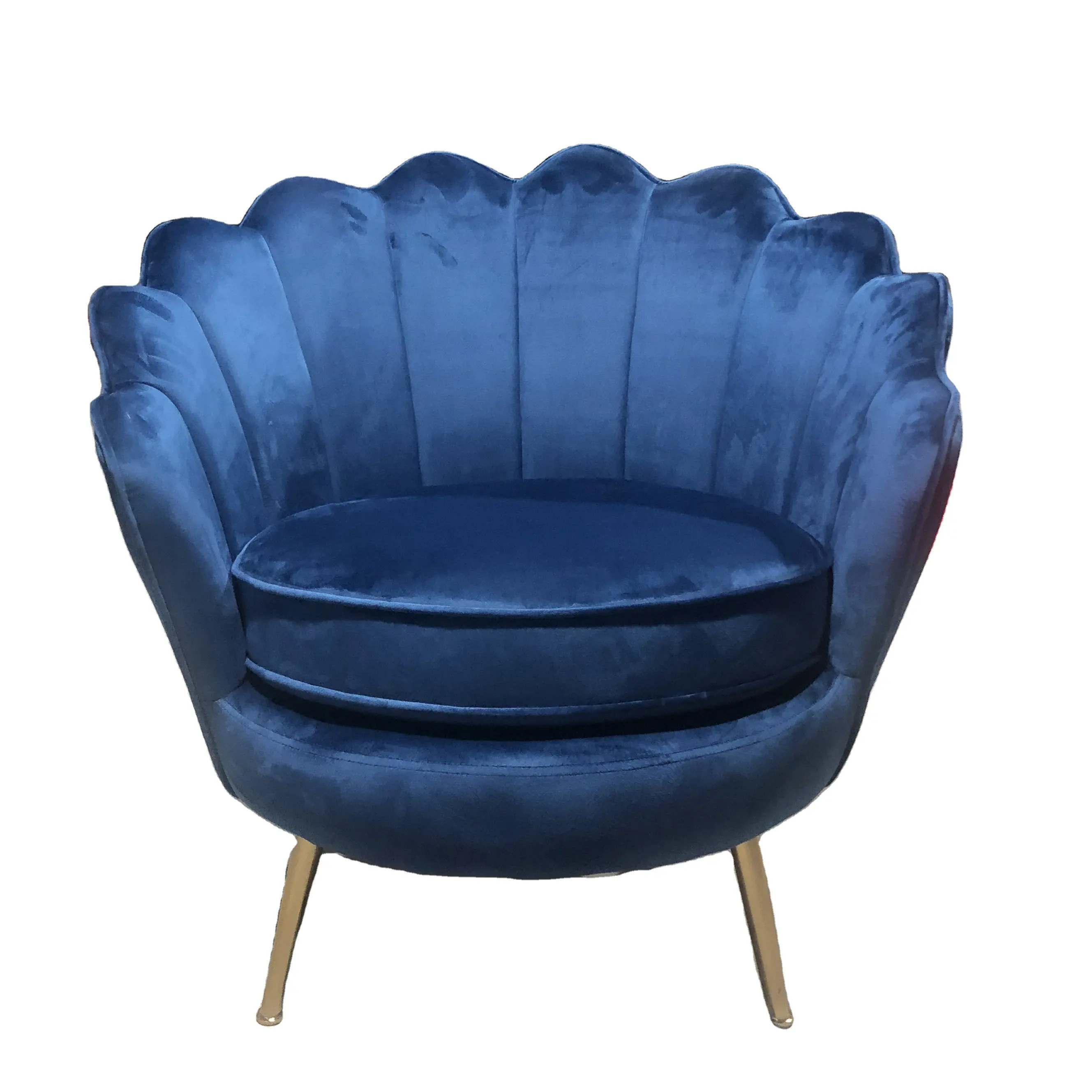 Upholstered Velvet Petal Flowered Arm chair with Metal Legs For Living Room