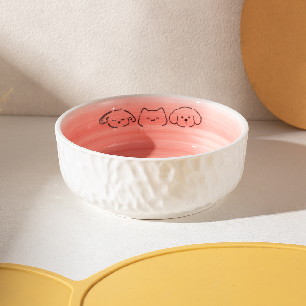Bol plat peint à la main-rose