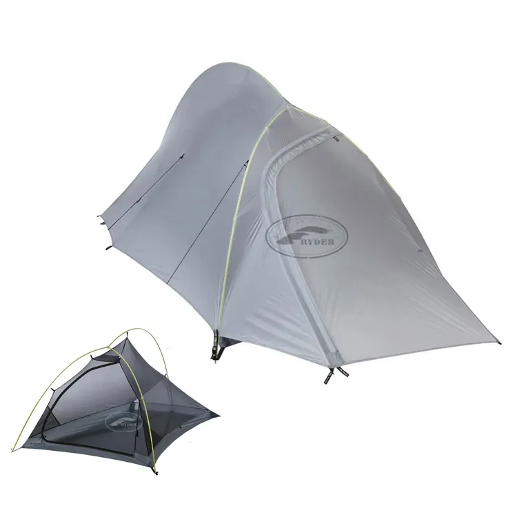 사용자 정의 1 인 야외 알루미늄 폴 프레임 방수 4 계절 실리콘 코팅 초경량 소형 캠핑 배낭 텐트