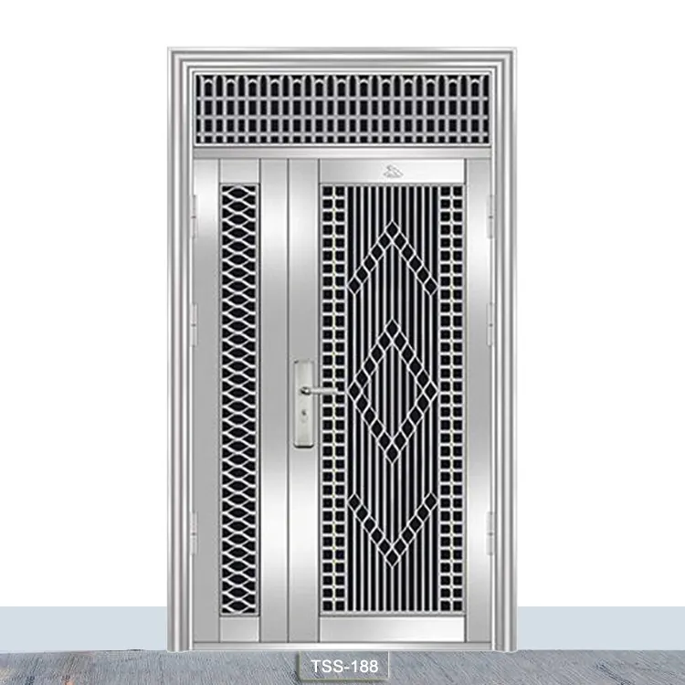 Puerta Interior de acero inoxidable con diseño de puerta principal para el hogar, SUS304