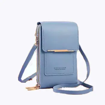 Toptan en popüler çanta cep telefonu çanta kadın PU deri çantalar (mavi)