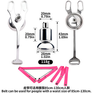 قفص قطعة لوحة معدنية قفل العفة ذكور كائن اصطناعي ضغط القضيب ضبط من نوع منحني خطاف قطع القفل على شكل وعاء - Product Image 6