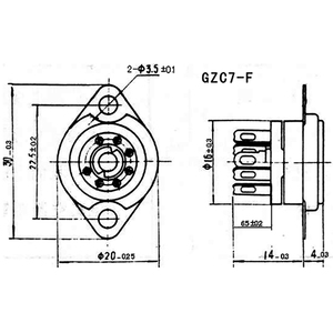 ซ็อกเก็ตหลอดเซรามิก GZC7-F ขนาดเล็ก7ขาเงินฟุตสำหรับ6J1,6J2,6J3,6J4,6J5,6Z4,EAA91,EC92 - Product Image 3