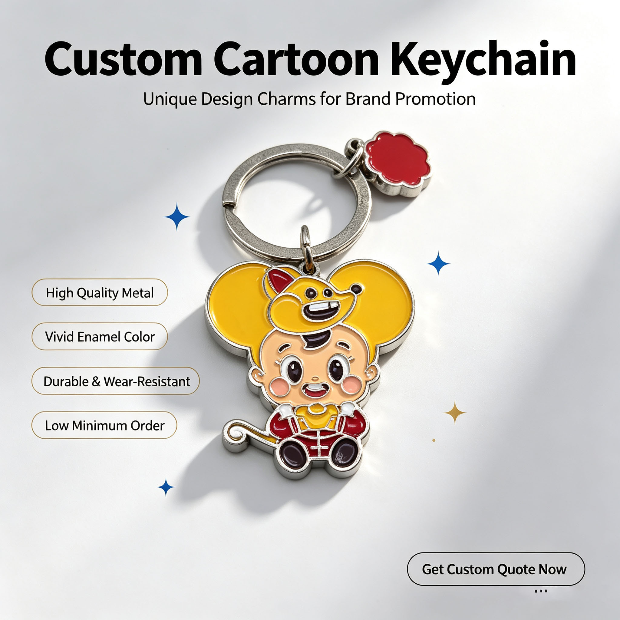 Porte-clés personnalisé en émail avec personnage de dessin animé pour la promotion de la marque
