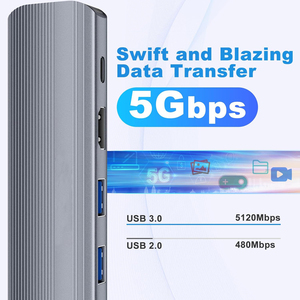 USB-C Hub (6 in 1) yerleştirme istasyonu ile 4K HDMI 2.0 5Gbps USB 3.0 USB tip C PD şarj Ethernet RJ45 adaptörü dönüştürücü - Product Image 3