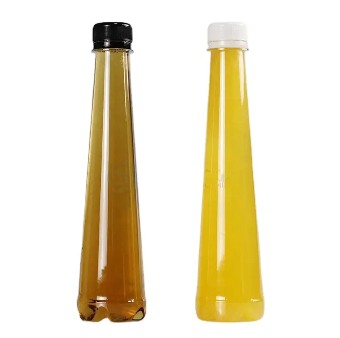 250 ml vacío claro Torre Eiffel Botella/botella de PET botellas de jugo de plástico con los tapones
